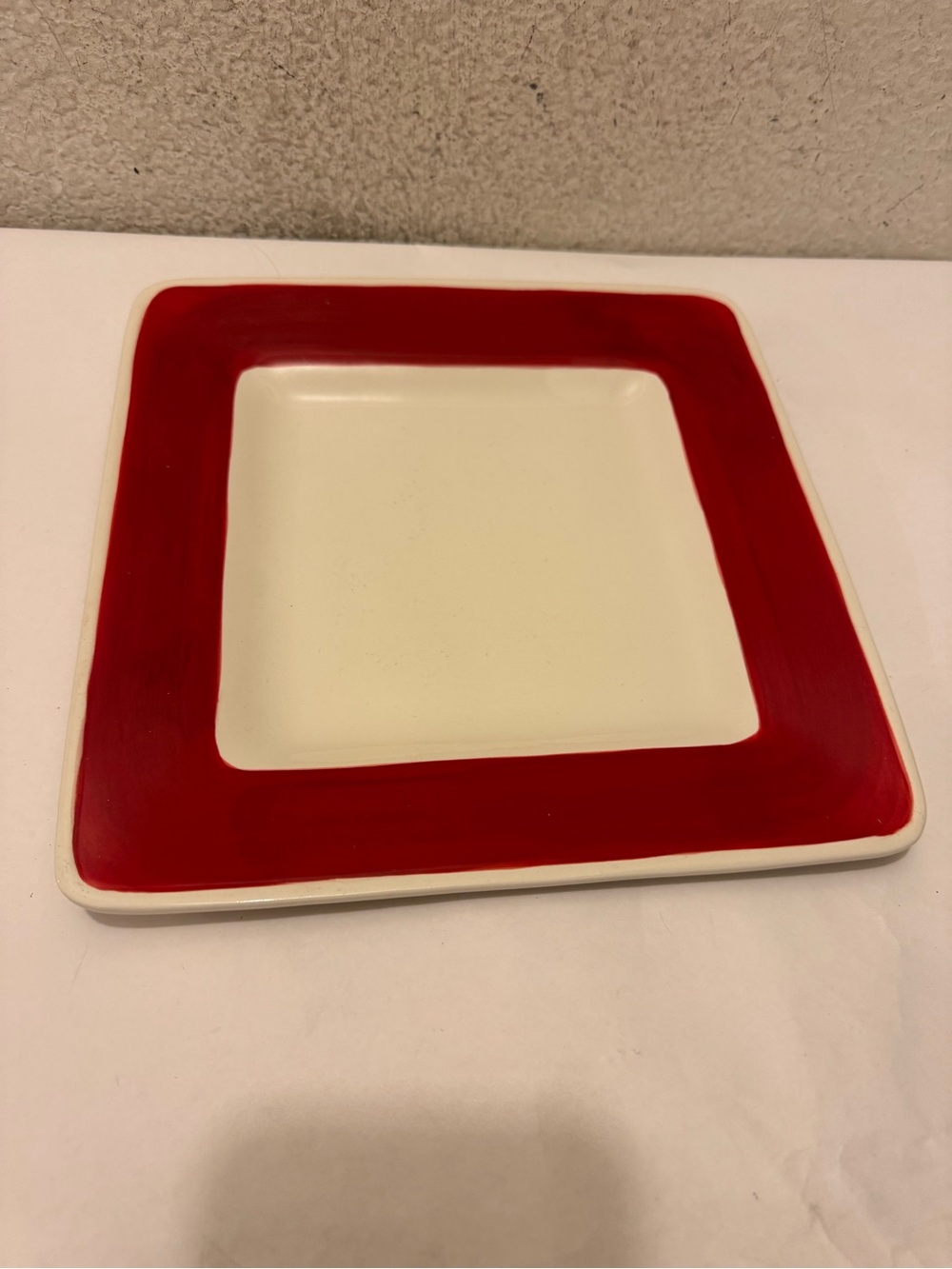 Laurie Gates Anna bloom red Ceramic Square Serving Plate with Red Border
